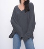 rosalita cozy thermal v neck long sleeve top in midnight forest