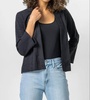 loose knit slub open cotton cardigan in black