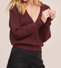 stephanie v neck wrap sweater in burgundy