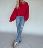 carrie oversized mock neck sweater in red