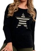 star crew neck sweater in black