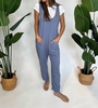 low neck overall with pockets in rainstorm