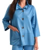 microfiber leather button jacket in turquoise