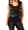 reversible hooded vest in black/aqua