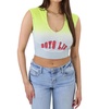 fool me once rebel tank top in yellow/white