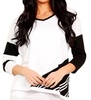 abstract v-neck pullover in white/black
