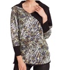 mosaic detail neck top in black multi