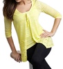 tie-front melange cardigan in yellow
