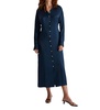 satin button-front midi shirtdress in navy