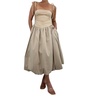 drop waist bubble hem midi dress in beige