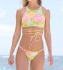 chintz floral baby doll high neck top in multi