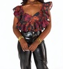 madeline ruffle sleeve bustier top in nightshades