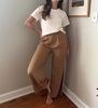 lennon buttoned wide leg pants in camel