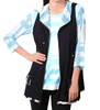 on the grid hooded vest in black/aqua