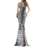 stretch jersey long dress in black/white