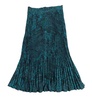 women's animal print pleated midi skirt in teal blue
