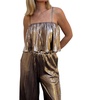natural beauty pleated crop top in bronze