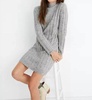 donegal rolled mock neck sweater dress in gray
