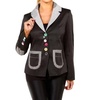 mixed media button blazer in black/gray