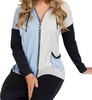 color block zip hoodie with pocket in ice combo
