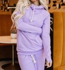performance fleece doublehood sweatshirt in wisteria