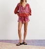 kaleido ruffle smock blouse in ruby red