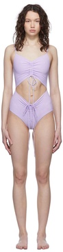 Purple Ruched Disconnect One-Piece Swimsuit