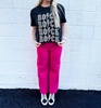 free falling stretch wide leg jean in hot pink