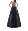 strapless satin ballgown in black