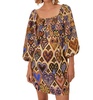 hearts ikat mini dress in brown