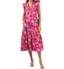 callie floral midi dress in fuchsia