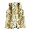women's shaggy faux fur vest in beige