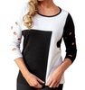 color block crew sweater in black/white
