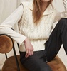 sweater with knit sleeves in ivory