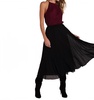 sunburst pleated midi skirt in black
