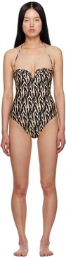 Beige & Black Brissa One-Piece Swimsuit