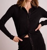 long sleeve rib mix shirt in black