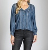 tencel ladder lace shirt in medium indigo