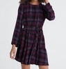 girl's plaid long sleeve tiered dress in boysenberry