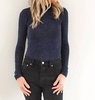 lights out lurex mockneck top in blue