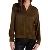 mandarin collar button down shirt in autumn olive