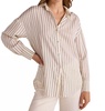 lurex stripe button down shirt in ivory