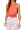 smocked waist tie neck cami top in mandarin orange