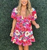 diego jubilee babydoll dress in multi color print floral