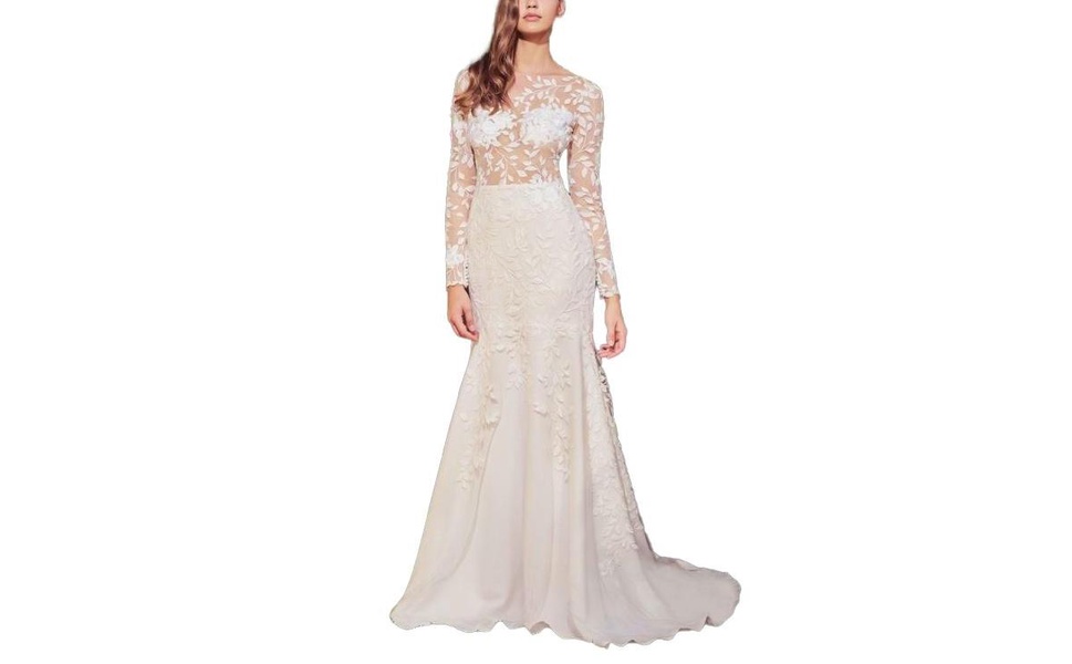 Women's Holden Long-Sleeve Illusion Gown