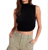 mock neck top in black