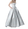 strapless taffeta prom dress in light blue/gold