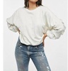 rouching sleeve top in white