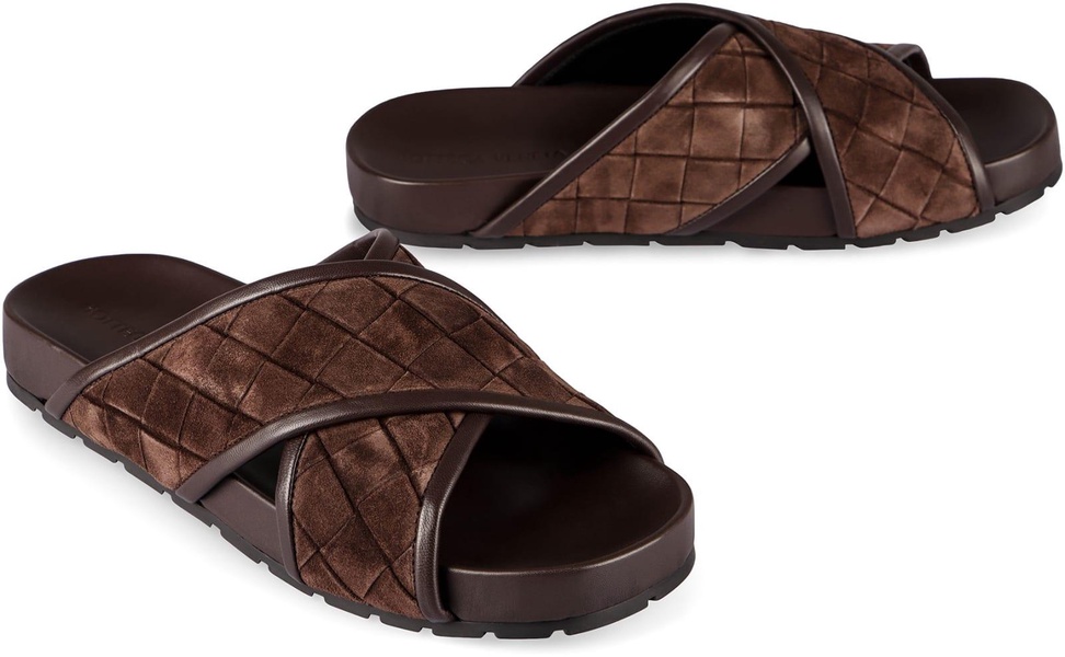 Tarik Leather And Rubber Slides