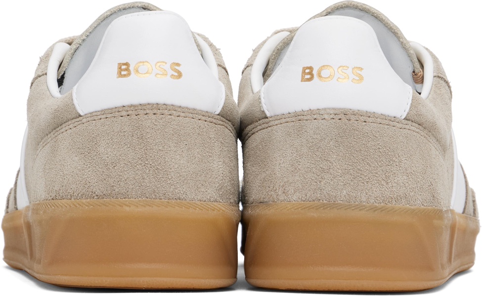 Beige Suede Lace-Up Sneakers